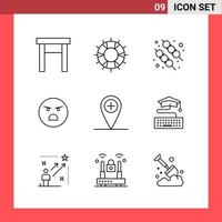 9 Icon Pack Line Style Outline Symbols on White Background Simple Signs for general designing vector