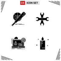 4 iconos símbolos de glifos creativos basados en cuadrícula de estilo sólido para el diseño de sitios web signos de iconos sólidos simples aislados en fondo blanco conjunto de 4 iconos vector