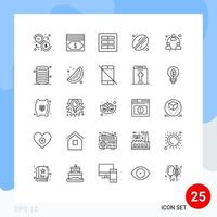 Stock Vector Icon Pack of 25 Line Signs and Symbols for marketing drink design coffee ux Editable Vector Design Elements