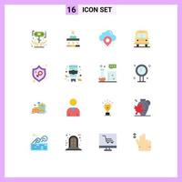 Set of 16 Modern UI Icons Symbols Signs for feminism travel office transport map Editable Pack of Creative Vector Design Elements