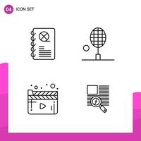 Outline Icon set Pack of 4 Line Icons isolated on White Background for responsive Website Design Print and Mobile Applications vector