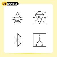 4 Creative Icons for Modern website design and responsive mobile apps 4 Outline Symbols Signs on White Background 4 Icon Pack vector