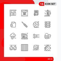 16 Thematic Vector Outlines and Editable Symbols of document research fund site microscope graduate Editable Vector Design Elements