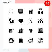 Pictogram Set of 16 Simple Solid Glyphs of science jigsaw soccer video man Editable Vector Design Elements