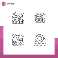 Pictogram Set of 4 Simple Filledline Flat Colors of egg chart festival global statistics Editable Vector Design Elements