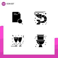 Glyph Icon set Pack of 4 Solid Icons isolated on White Background for responsive Website Design Print and Mobile Applications vector