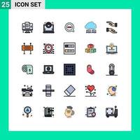 Modern Set of 25 Filled line Flat Colors Pictograph of caring data less internet network Editable Vector Design Elements