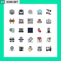 Modern Set of 25 Filled line Flat Colors Pictograph of caring data less internet network Editable Vector Design Elements