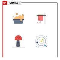 4 Flat Icon concept for Websites Mobile and Apps bowl vegetable healthcare transfusion planetary system Editable Vector Design Elements