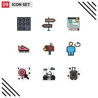 conjunto de 9 iconos de interfaz de usuario modernos signos de símbolos para patines dirección de hielo pluma de arranque elementos de diseño vectorial editables vector