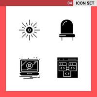 4 Icon Pack Solid Style Glyph Symbols on White Background Simple Signs for general designing vector