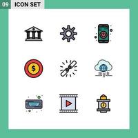 Universal Icon Symbols Group of 9 Modern Filledline Flat Colors of web chain turn off connect global Editable Vector Design Elements