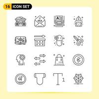 16 Creative Icons for Modern website design and responsive mobile apps 16 Outline Symbols Signs on White Background 16 Icon Pack vector