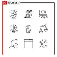 9 General Icons for website design print and mobile apps 9 Outline Symbols Signs Isolated on White Background 9 Icon Pack vector