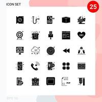 Pictogram Set of 25 Simple Solid Glyphs of pollution leaked controller product box Editable Vector Design Elements