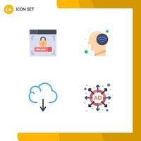 4 User Interface Flat Icon Pack of modern Signs and Symbols of web design download connect wifi signal marketing Editable Vector Design Elements