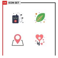 Flat Icon Pack of 4 Universal Symbols of hobbies marker eco plant balloon Editable Vector Design Elements