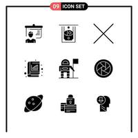 9 Solid Glyph concept for Websites Mobile and Apps camera accessories exploration delete astronaut graph Editable Vector Design Elements