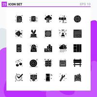 Modern Set of 25 Solid Glyphs and symbols such as post letter infographics box storage Editable Vector Design Elements