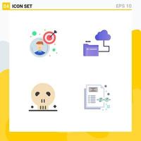 User Interface Pack of 4 Basic Flat Icons of business head target storage skull Editable Vector Design Elements