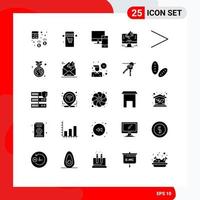 Mobile Interface Solid Glyph Set of 25 Pictograms of offer web computer website phone Editable Vector Design Elements