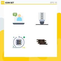 Set of 4 Commercial Flat Icons pack for business scrum meeting light server Editable Vector Design Elements