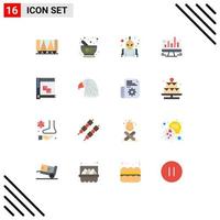 Mobile Interface Flat Color Set of 16 Pictograms of develop web alien graph chart Editable Pack of Creative Vector Design Elements