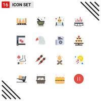 Mobile Interface Flat Color Set of 16 Pictograms of develop web alien graph chart Editable Pack of Creative Vector Design Elements