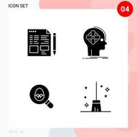 Vector Pack of 4 Icons in Solid Style Creative Glyph Pack isolated on White Background for Web and Mobile