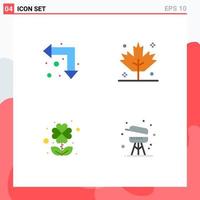 Modern Set of 4 Flat Icons and symbols such as arrow leaf down turkey cooking Editable Vector Design Elements