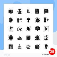 Modern Pack of 25 Icons Solid Glyph Symbols isolated on White Backgound for Website designing vector