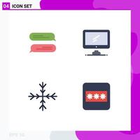 4 Flat Icon concept for Websites Mobile and Apps chatting snowflake computer imac field Editable Vector Design Elements