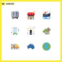 Pictogram Set of 9 Simple Flat Colors of magician magic leaked settings content management Editable Vector Design Elements