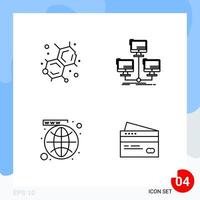 Modern Pack of 4 Icons Line Outline Symbols isolated on White Backgound for Website designing vector