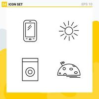 Collection of 4 Universal Line Icons Icon Set for Web and Mobile vector