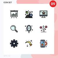 9 Universal Filledline Flat Color Signs Symbols of office image computer furniture search Editable Vector Design Elements