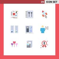 9 Thematic Vector Flat Colors and Editable Symbols of interface design rocket sport room lockers room Editable Vector Design Elements