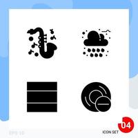 Modern Pack of 4 Icons Solid Glyph Symbols isolated on White Backgound for Website designing vector