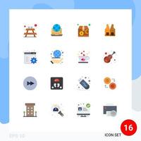 Group of 16 Flat Colors Signs and Symbols for browser construction online labour vest Editable Pack of Creative Vector Design Elements