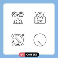 Universal Icon Symbols Group of 4 Modern Filledline Flat Colors of applied science door mechanization mobile keys Editable Vector Design Elements