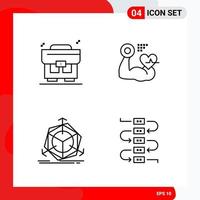 Creative Set of 4 Universal Outline Icons isolated on White Background vector