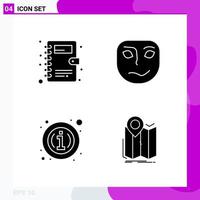 Solid Icon set Pack of 4 Glyph Icons isolated on White Background for Web Print and Mobile vector