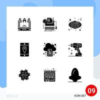 9 Universal Solid Glyphs Set for Web and Mobile Applications mobile cloud keyboard cell mobile Editable Vector Design Elements