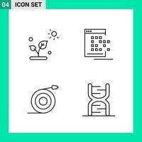 paquete de 4 iconos de estilo de línea establece símbolos de esquema para imprimir signos creativos aislados en fondo blanco 4 conjunto de iconos vector