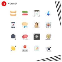 16 Universal Flat Color Signs Symbols of washing technology training security locked Editable Pack of Creative Vector Design Elements