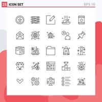 25 Creative Icons Modern Signs and Symbols of roasted food database dinner write Editable Vector Design Elements