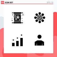 Collection of 4 Vector Icons in solid style Modern Glyph Symbols for Web and Mobile Solid Icon Sign Isolated on White Background 4 Icons