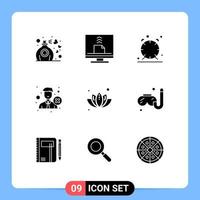 Universal Icon Symbols Group of 9 Modern Solid Glyphs of reject office email employee alert Editable Vector Design Elements