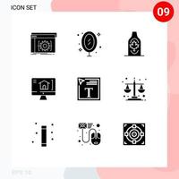 Pictogram Set of 9 Simple Solid Glyphs of house computer office maple canada Editable Vector Design Elements