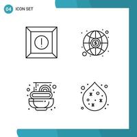 Vector Pack of 4 Outline Symbols Line Style Icon Set on White Background for Web and Mobile